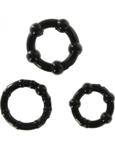 Sevencreations Juego Tres Anillos Pene Negro