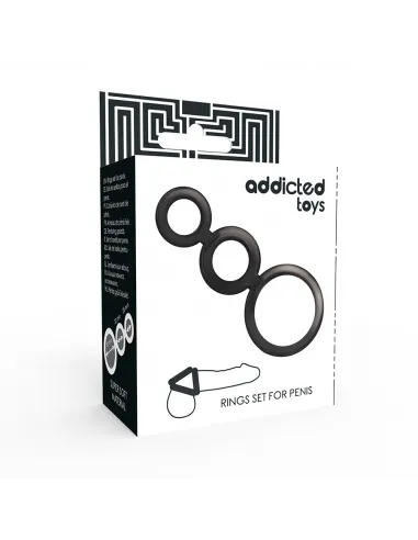 Addicted Toys Set  Anillos Pene Y Testiculos Negro
