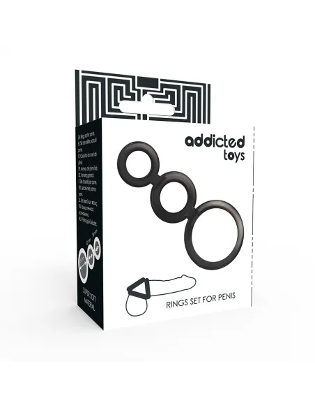 Addicted Toys Set  Anillos Pene Y Testiculos Negro