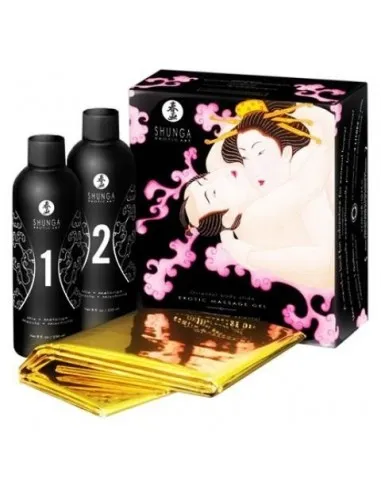 Shunga Gel De Masaje Erotico Cuerpo A Cuerpo Oriental Fresas Y Champagne.