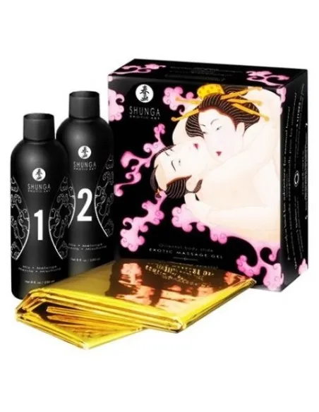 Shunga Gel De Masaje Erotico Cuerpo A Cuerpo Oriental Fresas Y Champagne.