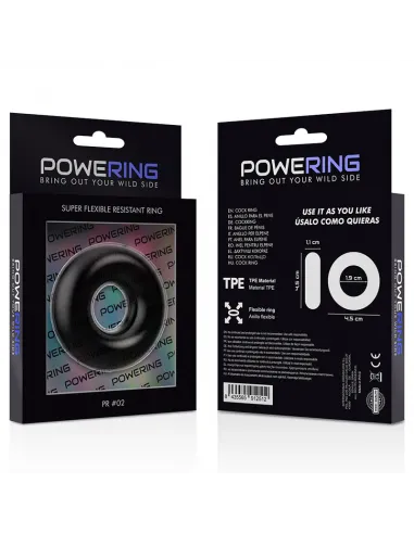 Powering Super Flexible Y Resistente Anillo Pene  4.5Cm Negro