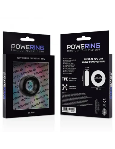 Powering Super Flexible Y Resistente Anillo Pene  3.8Cm Pr04 Negro