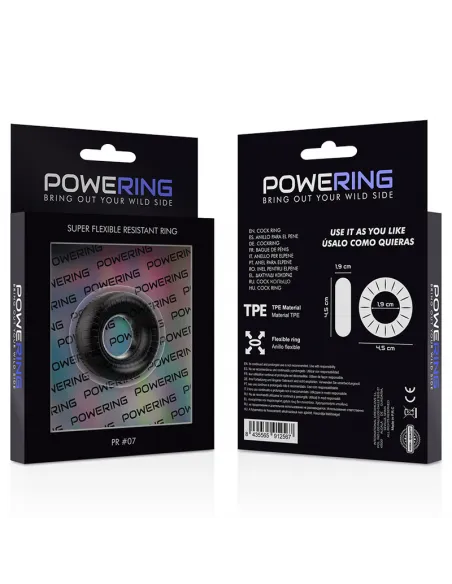Powering Super Flexible Y Resistente Anillo Pene  4.5Cm Pr07 Negro