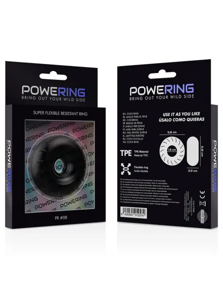 Powering Super Flexible Y Resistente Anillo Pene  5Cm Pr08 Negro