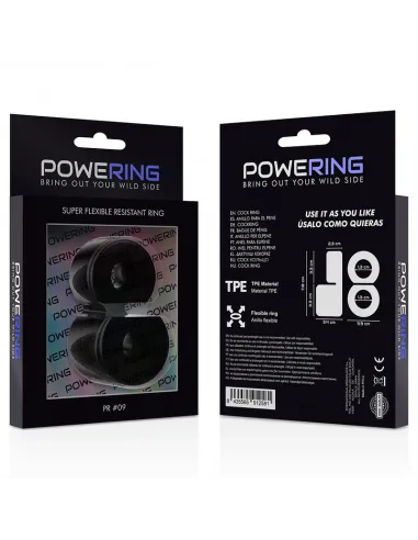 Powering Super Flexible Y Resistente Anillo Pene  Doble Pr12 Negro