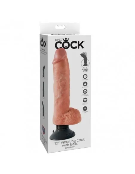 Dildo Vibrador King Cock Con Testiculos 25.5 Cm Color Carne
