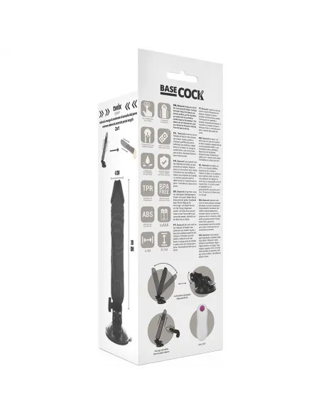 Basecock Realistic Vibrador Control Remoto Negro 20Cm