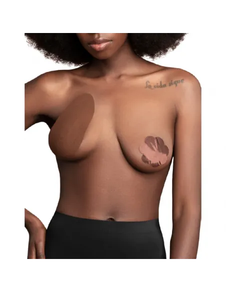 Bye Bra Breast Lift Pads + 3 Pares Pezoneras Marron Oscuro Talla A-C