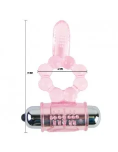 Anillo Silicona 10 Ritmos  Lengua Con Vibracion Rosa