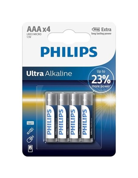 PHILIPS ULTRA ALKALINE PILA AAA LR03 BLISTER*4