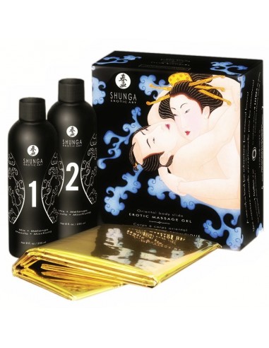 Kit de geles para masaje erótico de la marca Shunga.