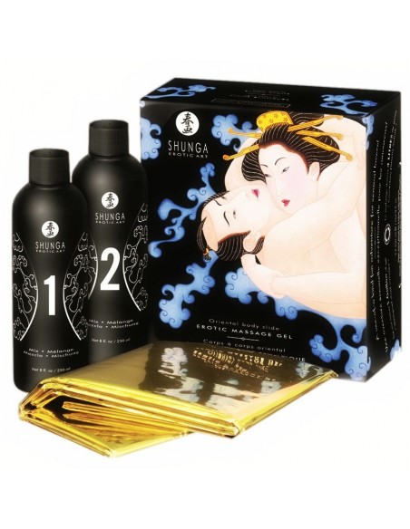 Kit de geles para masaje erótico de la marca Shunga.