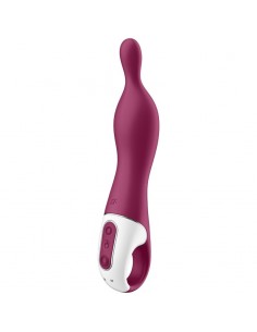 Vibrador de Satisfyer punto A color cereza.