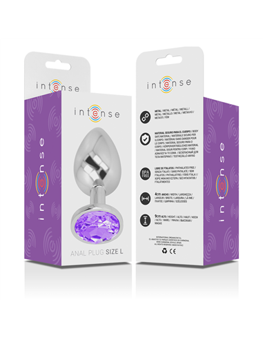 INTENSE - PLUG ANAL METAL ALUMINIO CON CRISTAL VIOLETA TALLA L