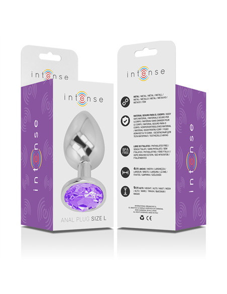 INTENSE - PLUG ANAL METAL ALUMINIO CON CRISTAL VIOLETA TALLA L