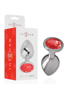 INTENSE - PLUG ANAL METAL ALUMINIO CON CRISTAL ROJO TALLA S 2