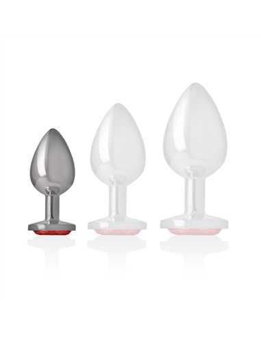INTENSE - PLUG ANAL METAL ALUMINIO CON CRISTAL ROJO TALLA S