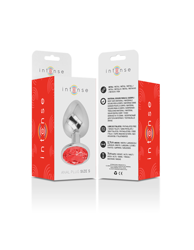 INTENSE - PLUG ANAL METAL ALUMINIO CON CRISTAL ROJO TALLA S