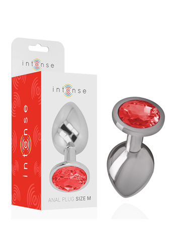 INTENSE™ - PLUG ANAL METAL CON CRISTAL ROJO TALLA M