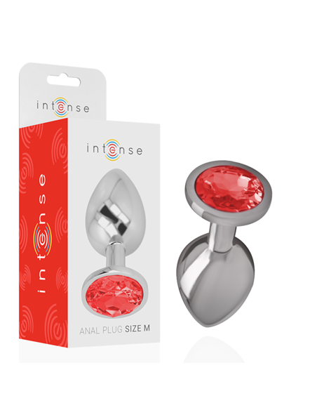 INTENSE™ - PLUG ANAL METAL CON CRISTAL ROJO TALLA M