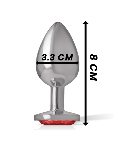 INTENSE™ - PLUG ANAL METAL CON CRISTAL ROJO TALLA M