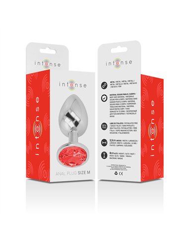 INTENSE™ - PLUG ANAL METAL CON CRISTAL ROJO TALLA M