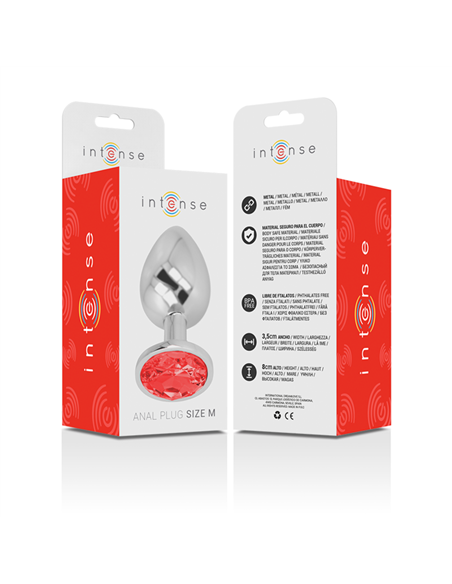 INTENSE™ - PLUG ANAL METAL CON CRISTAL ROJO TALLA M