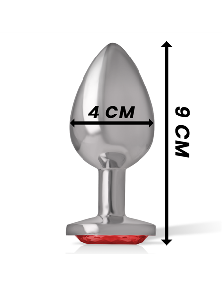 INTENSE - PLUG ANAL METAL ALUMINIO CON CRISTAL ROJO TALLA L
