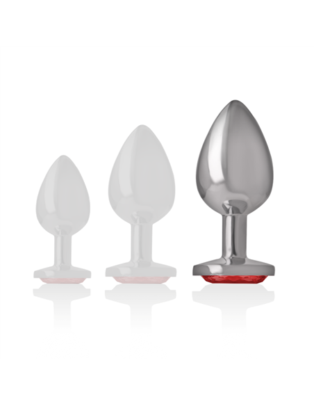 INTENSE - PLUG ANAL METAL ALUMINIO CON CRISTAL ROJO TALLA L