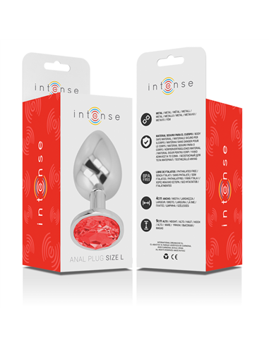 INTENSE - PLUG ANAL METAL ALUMINIO CON CRISTAL ROJO TALLA L