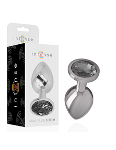 INTENSE - PLUG ANAL METAL ALUMINIO CON CRISTAL NEGRO TALLA M