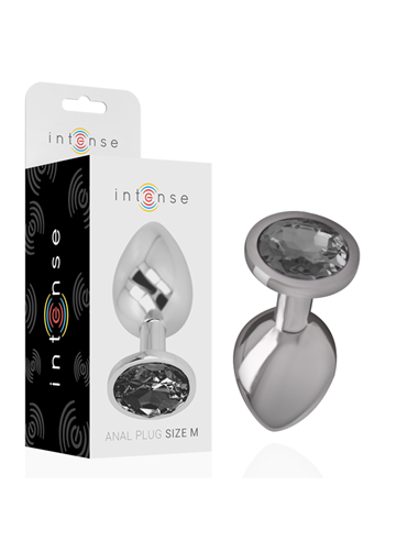 INTENSE - PLUG ANAL METAL ALUMINIO CON CRISTAL NEGRO TALLA M
