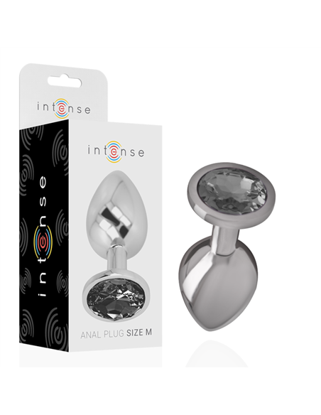 INTENSE - PLUG ANAL METAL ALUMINIO CON CRISTAL NEGRO TALLA M