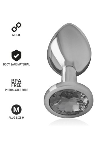 INTENSE - PLUG ANAL METAL ALUMINIO CON CRISTAL NEGRO TALLA M