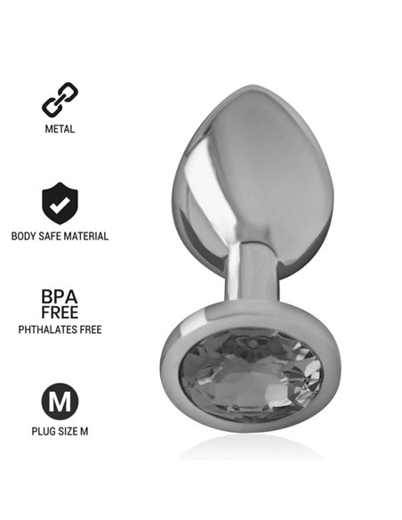 INTENSE - PLUG ANAL METAL ALUMINIO CON CRISTAL NEGRO TALLA M