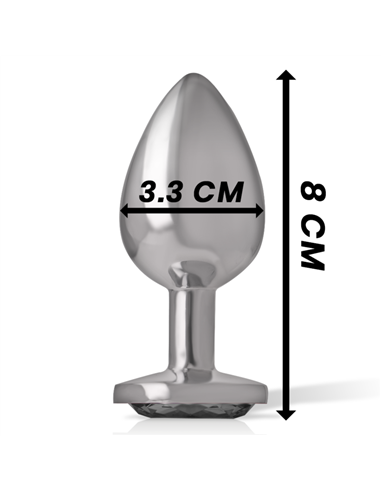 INTENSE - PLUG ANAL METAL ALUMINIO CON CRISTAL NEGRO TALLA M