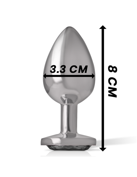INTENSE - PLUG ANAL METAL ALUMINIO CON CRISTAL NEGRO TALLA M