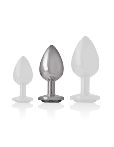 INTENSE - PLUG ANAL METAL ALUMINIO CON CRISTAL NEGRO TALLA M