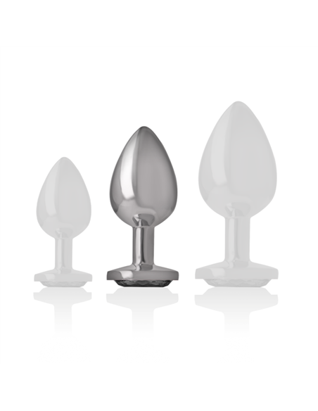 INTENSE - PLUG ANAL METAL ALUMINIO CON CRISTAL NEGRO TALLA M