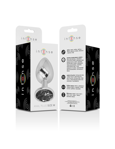 INTENSE - PLUG ANAL METAL ALUMINIO CON CRISTAL NEGRO TALLA M