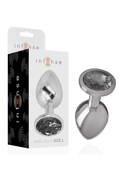 INTENSE - PLUG ANAL METAL ALUMINIO CON CRISTAL NEGRO TALLA L