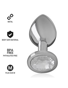INTENSE - PLUG ANAL METAL ALUMINIO CON CRISTAL PLATA TALLA M