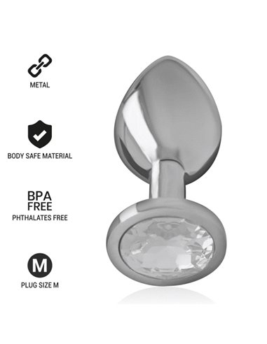 INTENSE - PLUG ANAL METAL ALUMINIO CON CRISTAL PLATA TALLA M