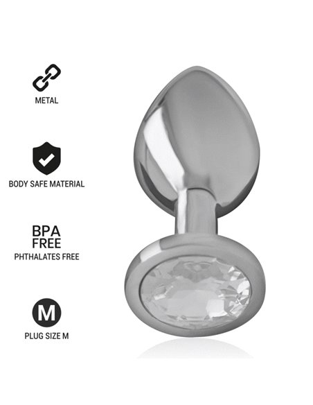 INTENSE - PLUG ANAL METAL ALUMINIO CON CRISTAL PLATA TALLA M