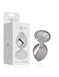 INTENSE - PLUG ANAL METAL ALUMINIO CON CRISTAL PLATA TALLA M 2