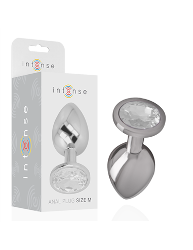 INTENSE - PLUG ANAL METAL ALUMINIO CON CRISTAL PLATA TALLA M