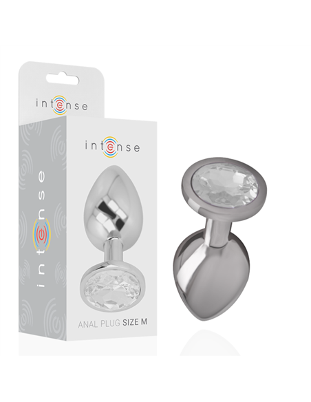 INTENSE - PLUG ANAL METAL ALUMINIO CON CRISTAL PLATA TALLA M