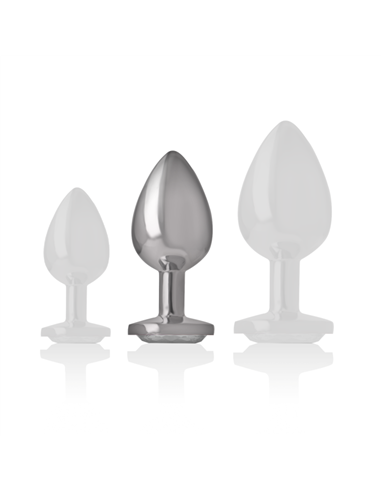 INTENSE - PLUG ANAL METAL ALUMINIO CON CRISTAL PLATA TALLA M