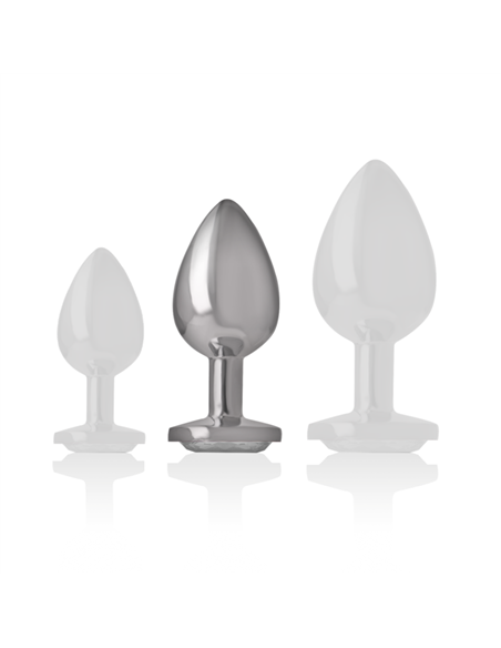 INTENSE - PLUG ANAL METAL ALUMINIO CON CRISTAL PLATA TALLA M